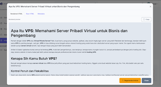 hasil generate artikel