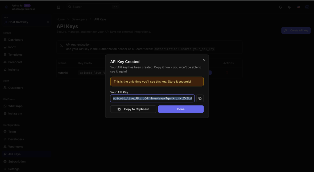 generate api key