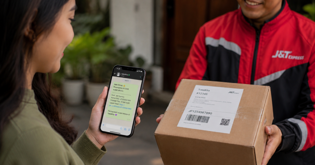 pesan otomatis terkirim ketika status paket berubah